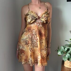Secret Treasures Paisley Boho Slip Mini Dress Size S